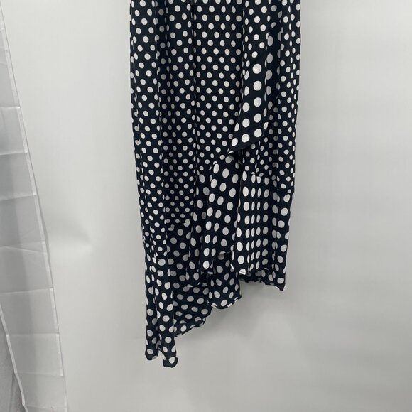 Express Polka Dot Halter Dress Asymmetric Ruffle Hem Black/White Size Large New - Picture 3 of 9